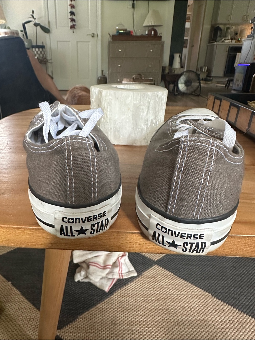 Classic Low-Top Canvas Athletic Sneakers in Taupe - Picture 4 of 5